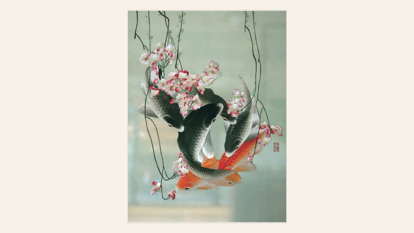 Shu embroidered carp among flowering branches
