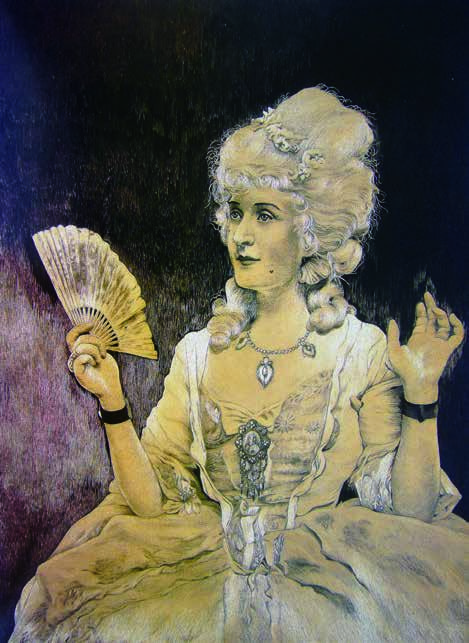 Shen Shou's embroidered portrait of an American actress holding a fan, completed in 1919.